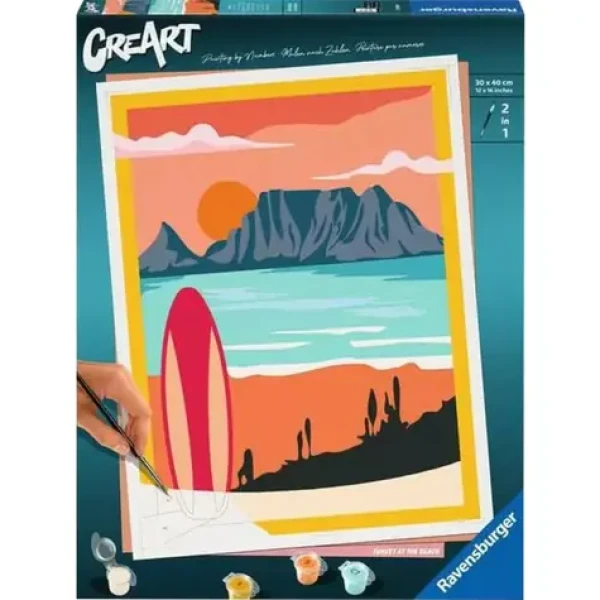 Ravensburger CreArt Západ slunce na pláži – malování podle čísel