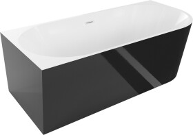 MEXEN/S - Mia volně stojící rohová vana levá 150 x 75, bílá/černá, sifon a přepad bílá 52691507575L-20