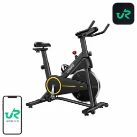 UREVO Cvičební kolo T1 černo-žlutá / Setrvačník 12 kg / Magnetický odpor / Nosnost 120 kg / LCD displej (URSB006)