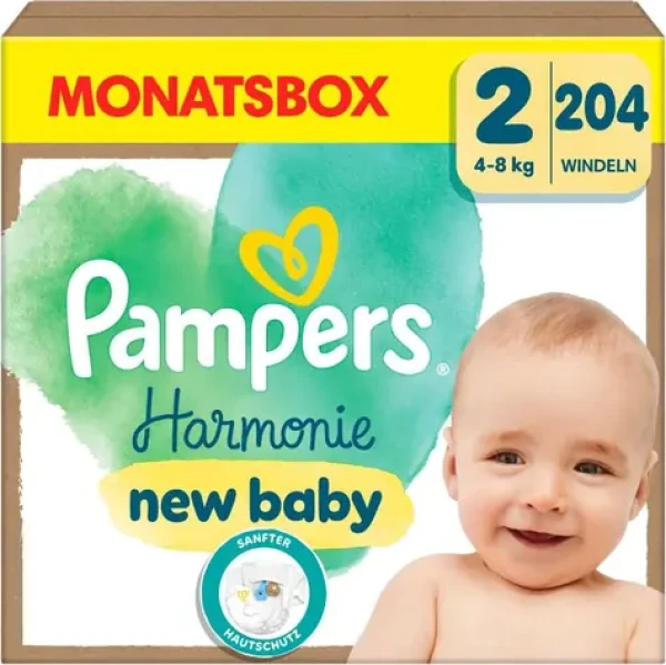 Pampers Harmonie Mini 4-8kg (204 ks) / plenkové kalhotky / velikost 2 (4-8kg) (8700216251259)
