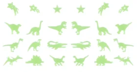 Svítící dekorace na zeď Dinosauři 24 ks (mix) / plast / svítící ve tmě / pro dětský pokoj (T51469)