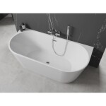 MEXEN/S - Oval vana volně stojící nástěnná 160 x 80, bílá, sifon a přepad chrom 52671608000-01
