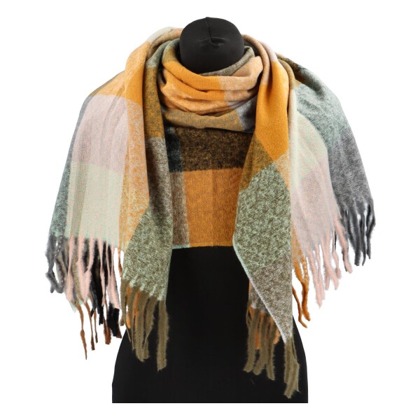 Hravá dámská šála ze 100% viskózy Elena, světle zelená se žlutou