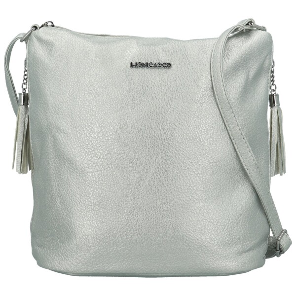 Trendy dámská koženková crossbody kabelka Edmundo, stříbrná