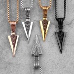 Pánský ocelový náhrdelník Ódinovo kopí GUNGNIR Rose Gold, Zlatá 60 cm