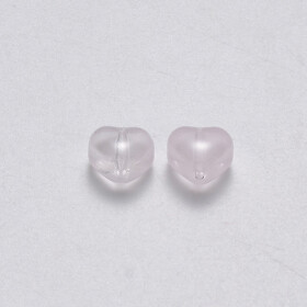 Skleněný korálek - srdce - světle růžové - 6 x 6 x 4 mm - 1 ks