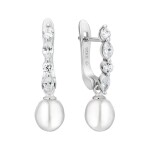 Stříbrné náušnice s bílou perlou Laura - stříbro 925/1000, Stříbrná Bílá