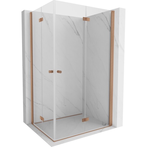 MEXEN/S - Mist-F Duo sprchový kout skládací dveře pravá 75 x 100, transparent, měď kartáčovaná 8A6-075L-100P-65-00