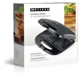Melissa Sendvičovač černá / Sendvičovač / 750 W / Nepřilnavé desky / Automatická regulace teploty (16240112)