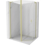 MEXEN/S - Mist Lsprchový kout pětiboký křídlový asymetrický 90x80, transparent, zlato kartáčovaná 8A8L-090-080-55-00