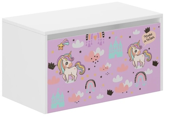 DumDekorace Dětský úložný box s motivem růžového jednorožce – 40 × 40 × 69 cm