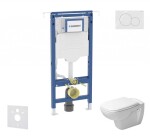 GEBERIT - Duofix Set předstěnové instalace, klozetu a sedátka Duravit D-Code, tlačítka Sigma01, Rimless, SoftClose, alpská bílá SANI11CP3101