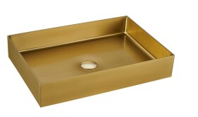 Umyvadlo na desku ve zlaté barvě SAT Aurum 55x38 cm bez přepadu SATAUR5538BG SATAUR5538BG