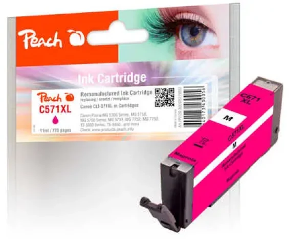 Peach Canon Inkoustová náplň CLI-571XLM, 11ml, kompatibilní - magenta