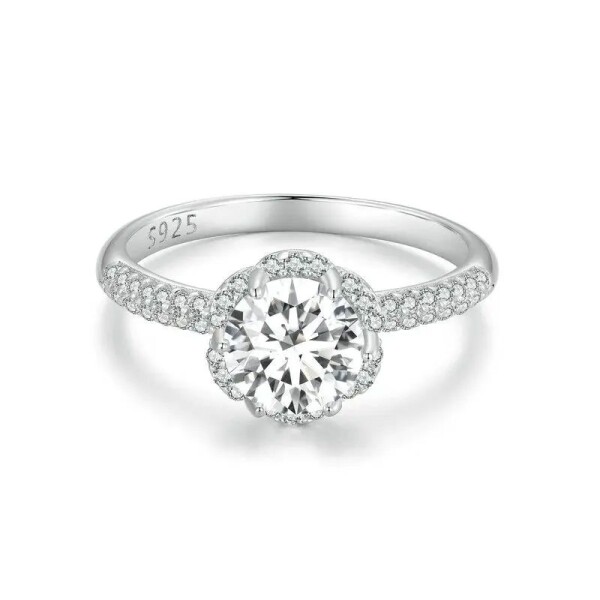 Stříbrný prsten Viviane 1 ct MOISSANITE + CERTIFIKÁT, 57 certifikát GRA, hadřík na čištění stříbra, dárková krabička