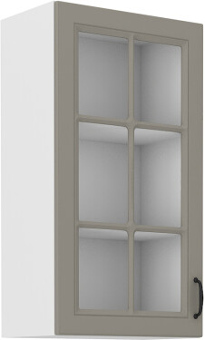 Horní prosklená skříňka Stilo 40 GS-90 1F Barva korpusu: Bílá, Barva dvířek: Clay Grey