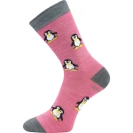 VOXX Ponožky dětské slabé z merino PENGUINIK s ionty stříbra RŮŽOVÉ 20-24 120113