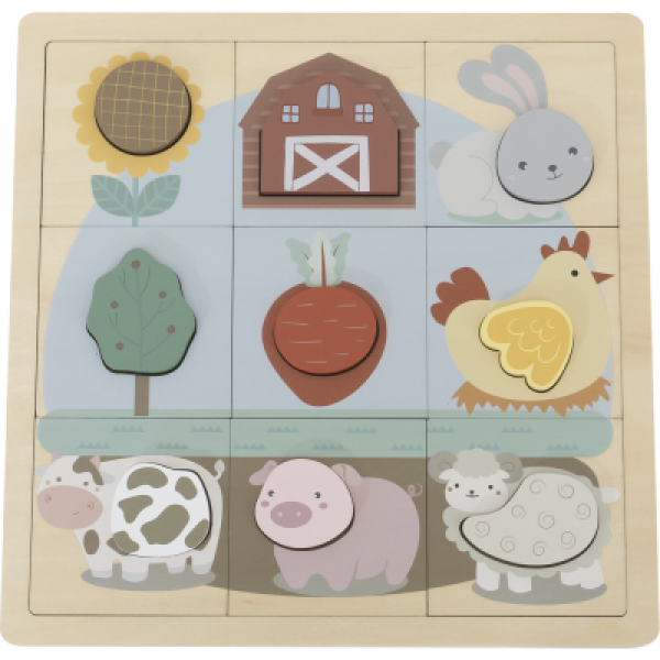 BABU - Edukativní puzzle Farma - 12 dílků