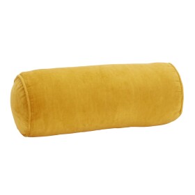 MADAM STOLTZ Sametový polštář válec Yellow, žlutá barva, béžová barva, textil