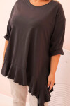 Dámská blůza Plus Size s bavlnou, kapsou a ohrnutým rukávem kiwi UNI