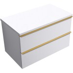 CERANO - Koupelnová skříňka Velora - bílá matná, úchytka zlatá + deska pod umyvadlo Navira Pro - 36 mm - 80x56,6x46,5 CER-668558