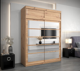 Šatní skříň Abi Ro2 s nástavcem Barva korpusu: Dub artisan, Rozměry: 180 cm, Dveře: Dub artisan