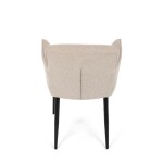 Židle jídelní, snadno čistitelná krémová látka, černý matný lak, kovové nohy