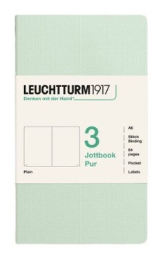 Zápisník Jottbook pur A6, 64l, čistý, Mint Green, 3ks