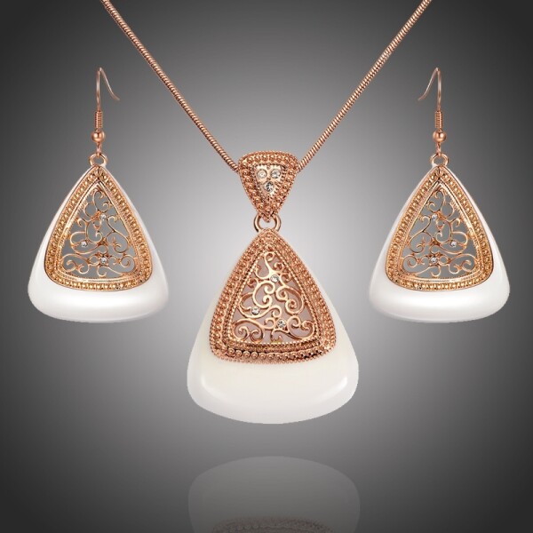 Souprava náhrdelníku a náušnic Belladonna, Bílá/čirá 40 cm + 5 cm (prodloužení)