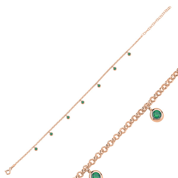 LUNICA Stříbrný řetízek na nohu ROSE GOLD 0974