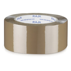 36 x PP lepicí páska s firemním potiskem RAJA, standardní, 2 barevný potisk,hnědá, 48mm x 66m