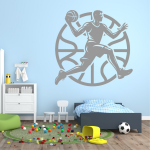 Samolepka Basketbalista v akci Barva: oranžová, Velikost: 60 x 59 cm