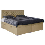Čalouněná postel Chloe 140x200, béžová, vč. matrace a topperu