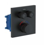 Kielle - Arkas I Termostatická baterie pod omítku, pro 2 spotřebiče, s příslušenstvím a tělesem, matná černá 20611SPT44