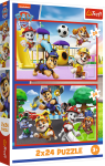 Puzzle Tlapková patrola: Zábavný psí den 2x24 dílků