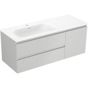 MEXEN/S - Rivel koupelnová skříňka 120 cm s umyvadlem Vela levá, 2S, 1D, reliéf, šedá mat/bílá mat 91A23-12047-3-BBFFF62-W23L01