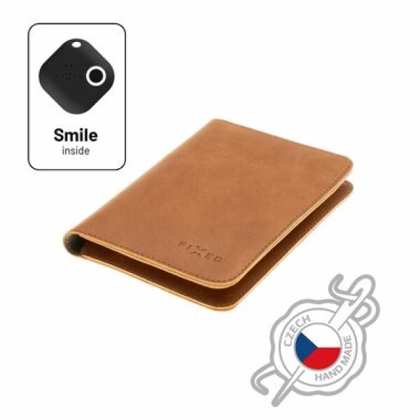 FIXED Smile Passport Kožená peněženka se smart trackerem FIXED Smile PRO hnědá / velikost cestovního pasu (FIXSM-SP2-BRW)