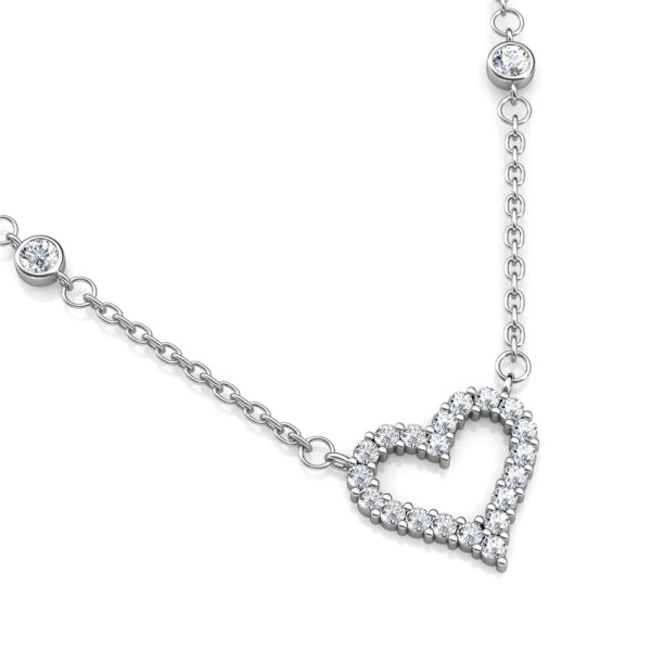 Elenys pozlacený náhrdelník Swarovski® Srdce 18K bílé zlato