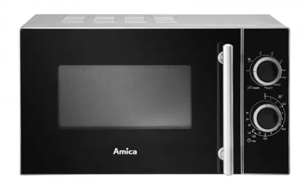 Amica AMGF20M1GS stříbrná, černá / Mikrovlnná trouba s grilem / 700/900 W / 20 L / 5 stupňů výkonu (1103134)
