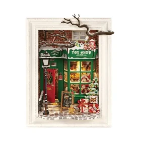 RoboTime Rolife DIY 3D dřevěné puzzle Santovo hračkářství s LED osvětlením