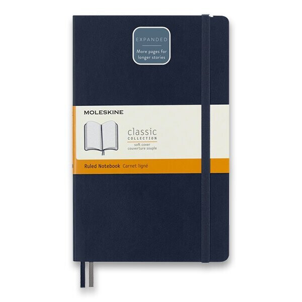 Zápisník Moleskine Expanded - měkké desky, L, linkovaný - modrý