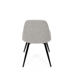 Židle jídelní, krémová látka, 360° otočný mechanismus, černý matný lak, kovové nohy