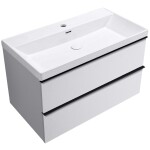 CERANO - Koupelnová skříňka Velora - bílá matná, úchytka černá - keramické umyvadlo Viano - 81,2x67,6x46,5 CER-746104