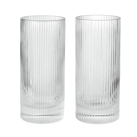 Ferm Living Vysoké sklenice Ripple Clear 480 ml – set 2 ks, čirá barva, sklo