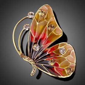 Brož Swarovski Elements Dona - motýl, Hnědá