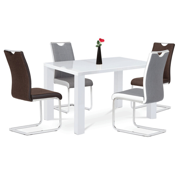 Jídelní stůl 135x80x76 cm, vysoký lesk bílý