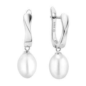 Stříbrné náušnice s bílou perlou Lia, stříbro 925/1000, Stříbrná Bílá