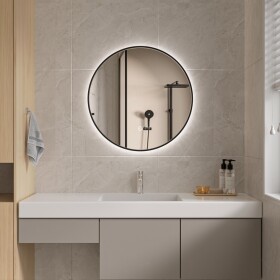 Erga Emma, kulaté LED zrcadlo 50cm, černý kovový rám, 1150 lm, 6500K, zadní osvětlení, ERG-V01-201-5050-BK