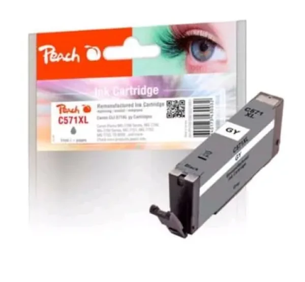 Peach Canon Inkoustová náplň CLI-571XGY, 11ml, kompatibilní - šedá
