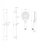 Kielle - Oudee Set sprchové hlavice, tyče a hadice, gun metal 20402SE43